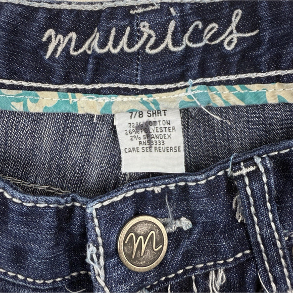 Maurices Jeans Dark Wash Denim Whiskered 7/8 S Bootcut Thick Stitch Rockabilly - Picture 3 of 10